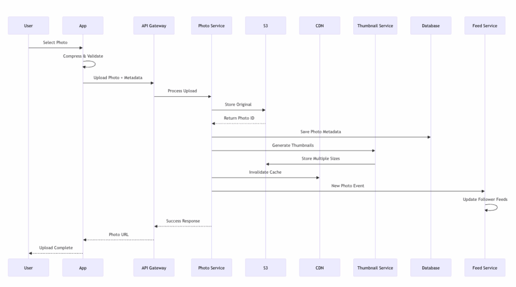 Instagram system design flow diagram